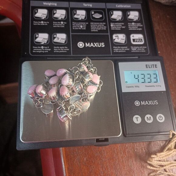 Handmade Sterling Silver Pink Conch Shell Statement Choker Necklace  15" - Picture 8 of 8